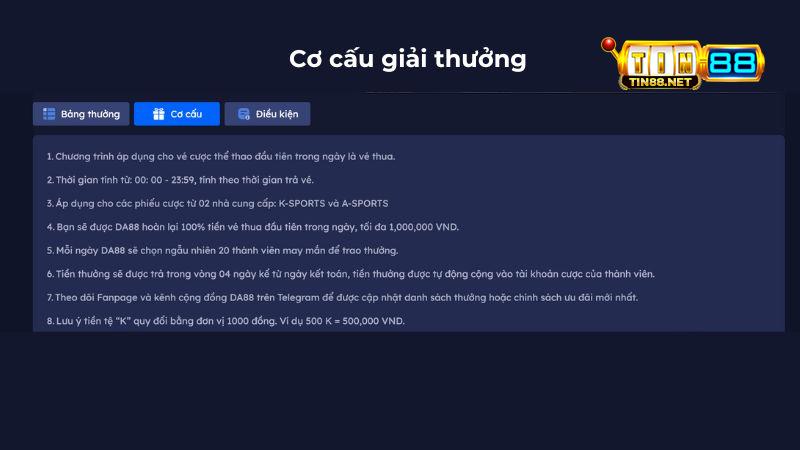 hoàn tiền cược thua